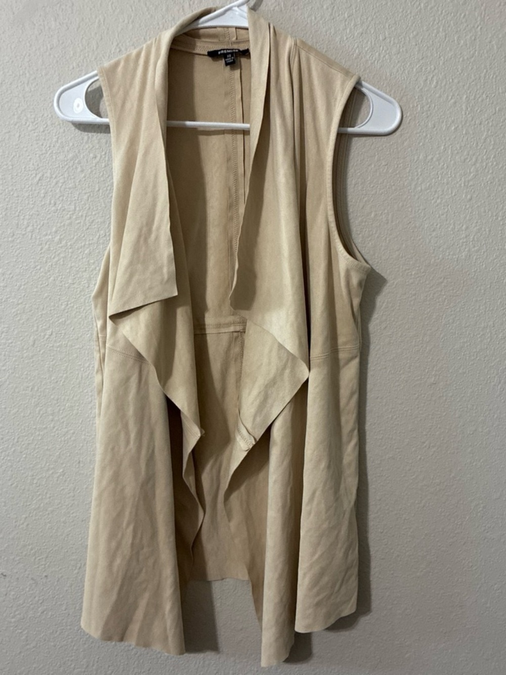 Premise Women’s Sleeveless Drape Front Vest - Beige